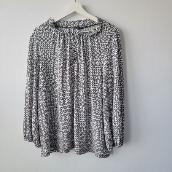 Adrianna Papell Womens top size XL Geometric Print Ruffle Mock Neck - Picture 1 of 9